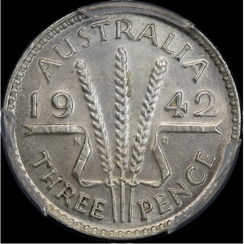 1942 Threepence PCGS AU58