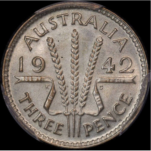 1942 Melbourne Threepence Choice Unc (PCGS MS63)