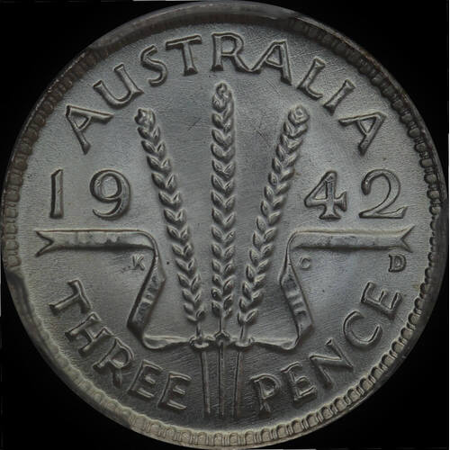 1942-D Threepence Choice Unc (PCGS MS64)