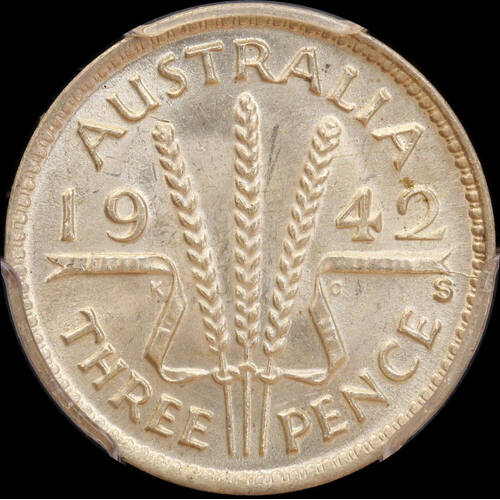 1942-S Threepence Choice Unc (PCGS MS63)