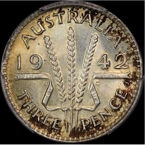 1942-S Threepence Choice Unc (PCGS MS64)