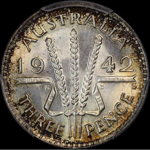 1942-S Threepence Gem Unc (PCGS MS65)