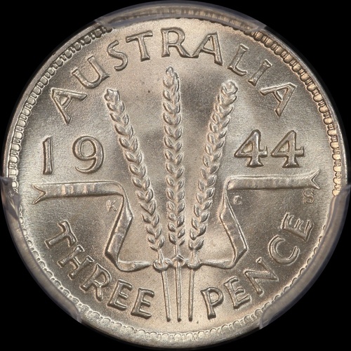 1944-S Threepence Gem Unc (PCGS MS66)
