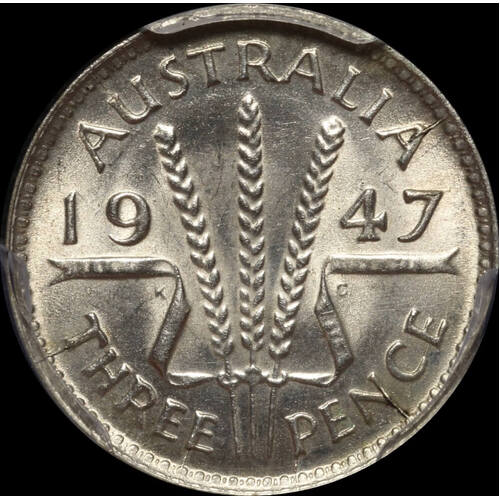 1947 Threepence Choice Unc (PCGS MS63)