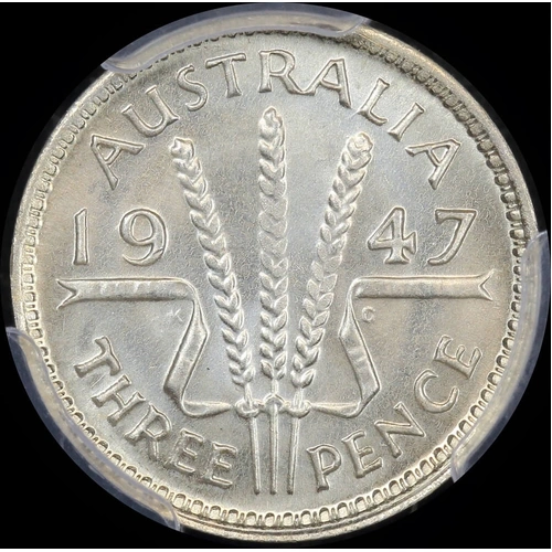 1947 Threepence Choice Unc (PCGS MS64)