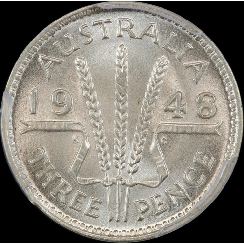 1948 Threepence Gem Unc (PCGS MS65)