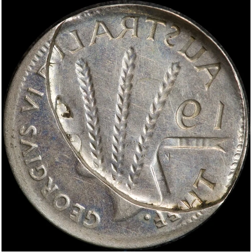 1949 Threepence Obverse Elliptical Brockage Error about Unc good EF