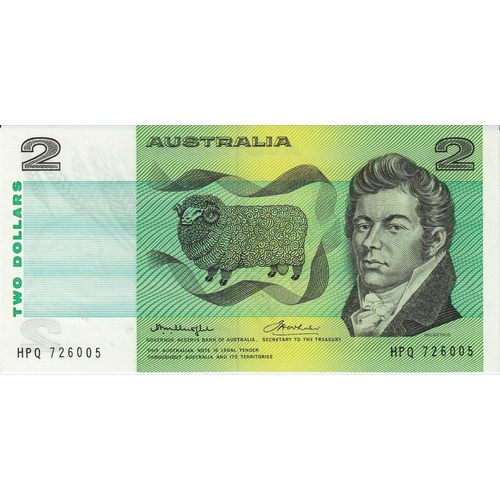 1976 $2 Note Gothic Serials Centre Thread Knight/Wheeler R86A Uncirculated