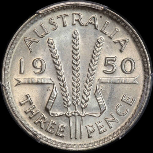 1950 Threepence Choice Unc (PCGS MS63)