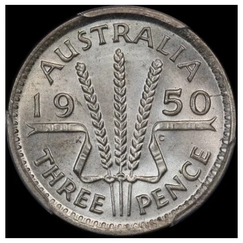 1950 Threepence Choice Unc (PCGS MS64)