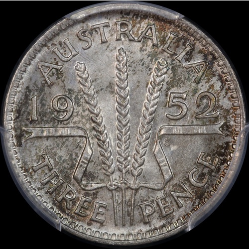 1952 Threepence Gem Unc (PCGS MS65)