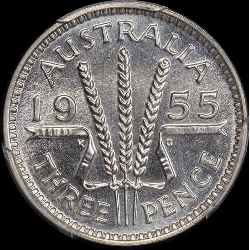 1955 Melbourne Proof Threepence PCGS PR65