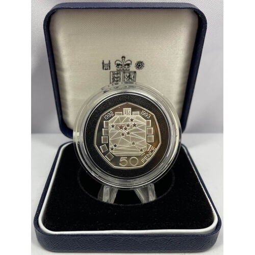 1992-1993 United Kingdom Silver Proof 50 Pence Coin