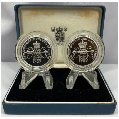 1989 United Kingdom 2 Pound Silver Proof 2 Coin Set