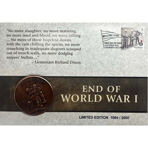 2018 End of World War I Medallion Cover