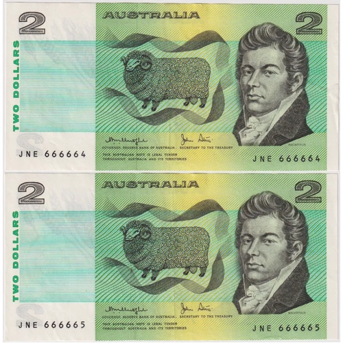 1979 $2 Pair Knight/Stone R87 Extremely Fine 1 off Solid Serial