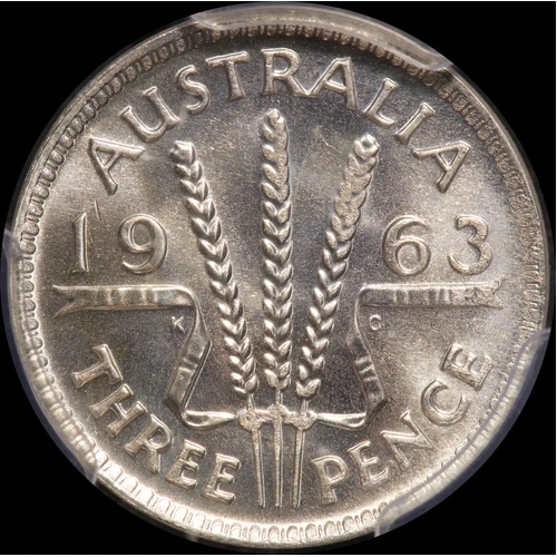 1963 Threepence Gem Unc (PCGS MS67)