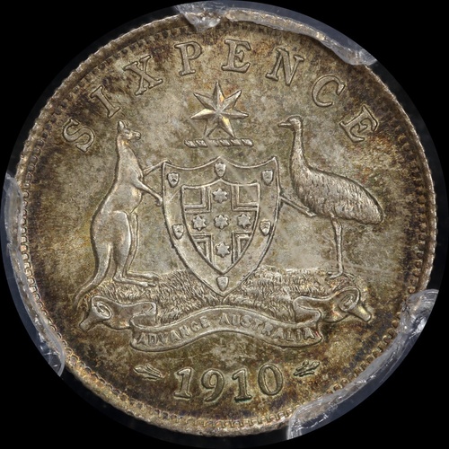 1910 Sixpence Choice Unc (PCGS MS64)