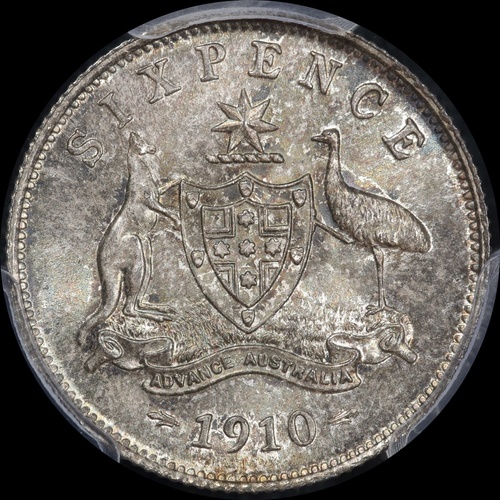 1910 Sixpence Gem Unc (PCGS MS65)
