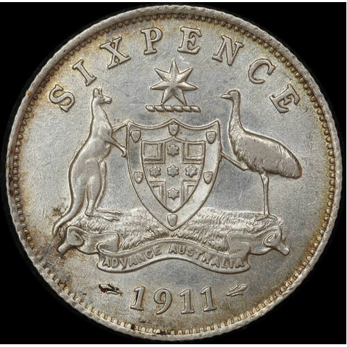1911 Sixpence good EF