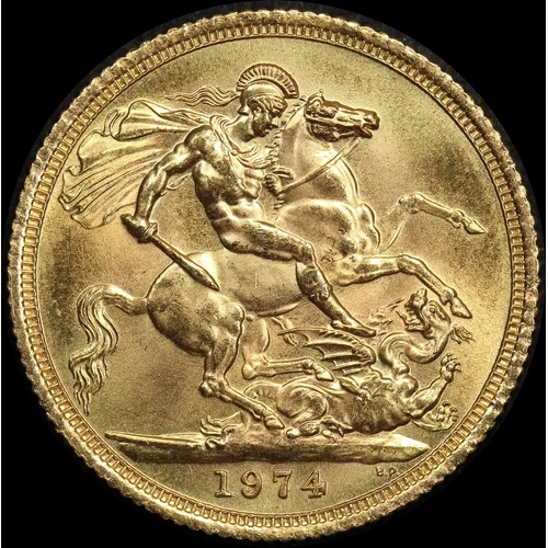 Great Britain 1974 Gold Sovereign Elizabeth II about Unc