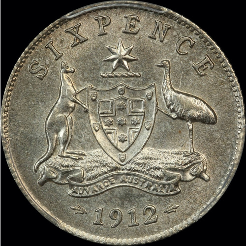 1912 Sixpence about Unc (PCGS AU58)