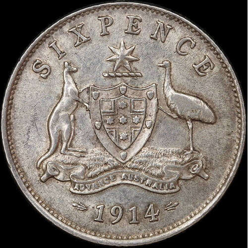 1914 Sixpence Extremely Fine