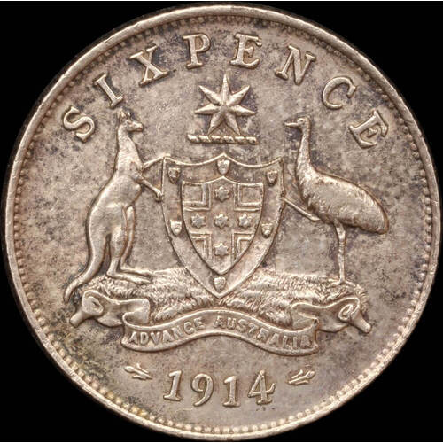 1914 Sixpence good VF