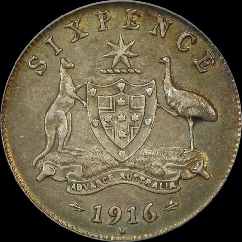 1916 Sixpence PCGS AU50