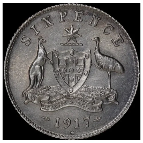 1917 Sixpence about Unc