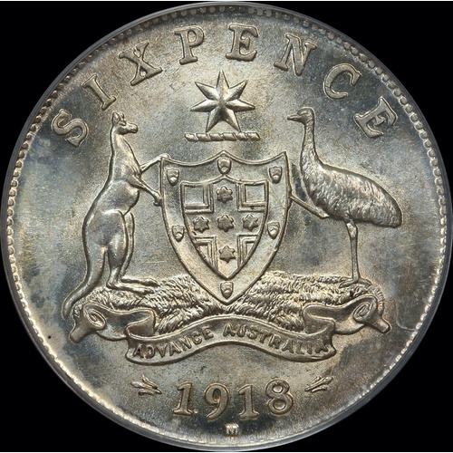 1918 Sixpence Choice Unc (PCGS MS64)