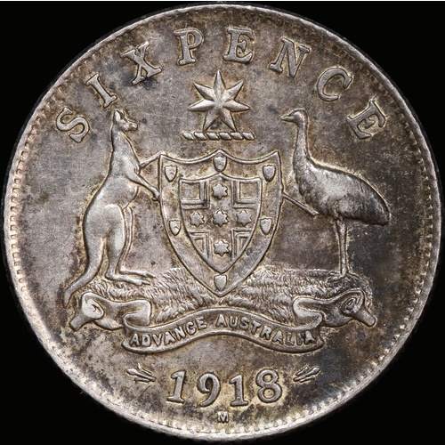 1918 Sixpence good EF