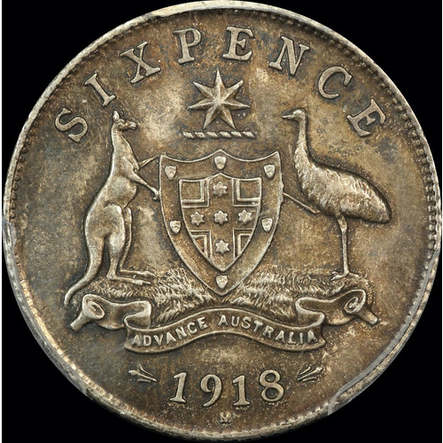 1918 Sixpence Unc (PCGS MS61)