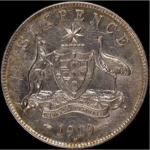 1919 Sixpence good EF