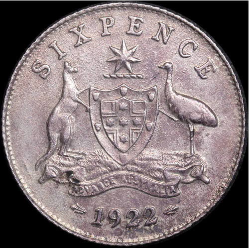 1922 Sixpence good EF