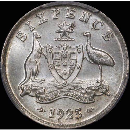 1925 Sixpence Choice Unc (PCGS MS63)