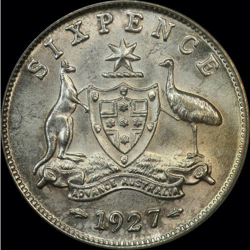 1927 Sixpence Unc (PCGS MS62)