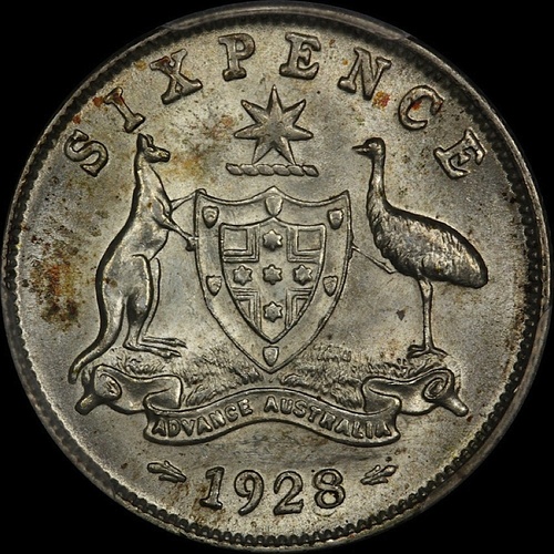 1928 Sixpence Choice Unc (PCGS MS63)