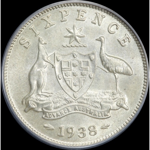 1938 Sixpence Choice Unc (PCGS MS64)