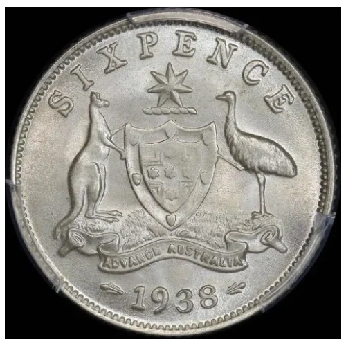 1938 Sixpence Gem Unc (PCGS MS66)
