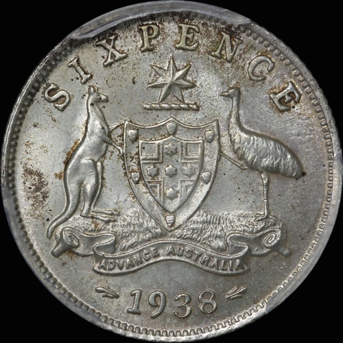 1938 Sixpence Gem Unc (PCGS MS65)