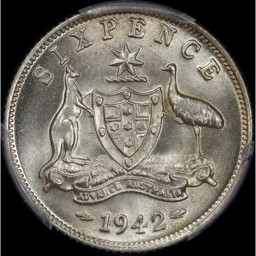 1942 Sixpence Choice Unc (PCGS MS63)