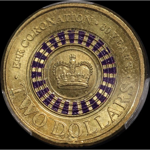 2013 Coloured 2 Dollar Coin Purple Crown Coronation PCGS MS64