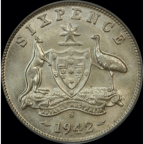1942-S Sixpence Choice Unc (PCGS MS64)