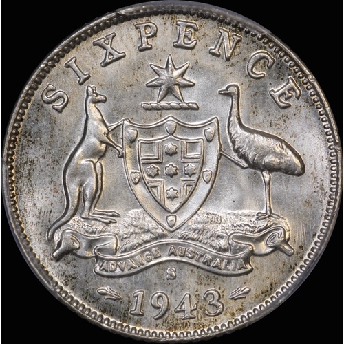 1943-S Sixpence Choice Unc (PCGS MS64)