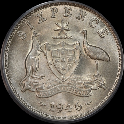 1946 Sixpence Choice Unc (PCGS MS64)