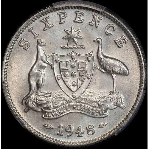 1948 Sixpence Choice Unc (PCGS MS64)
