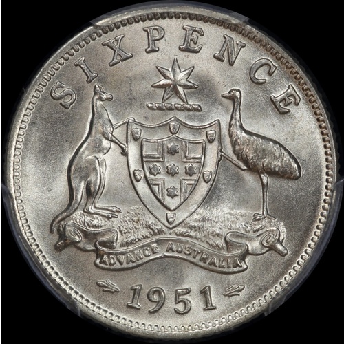 1951 Sixpence Gem Unc (PCGS MS65)