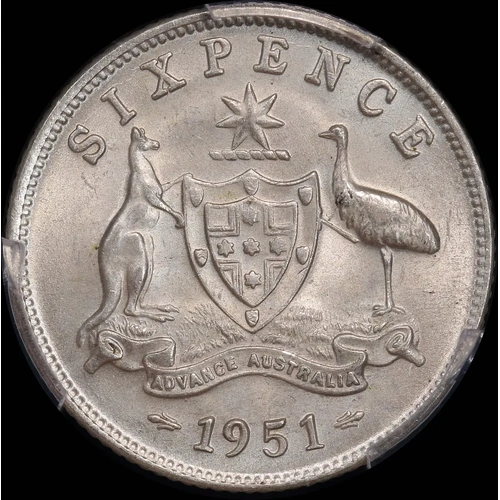1951 Sixpence Unc (PCGS MS62)