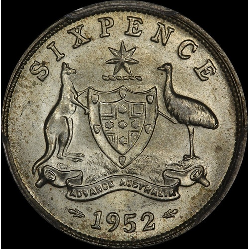 1952 Sixpence Choice Unc (PCGS MS63)